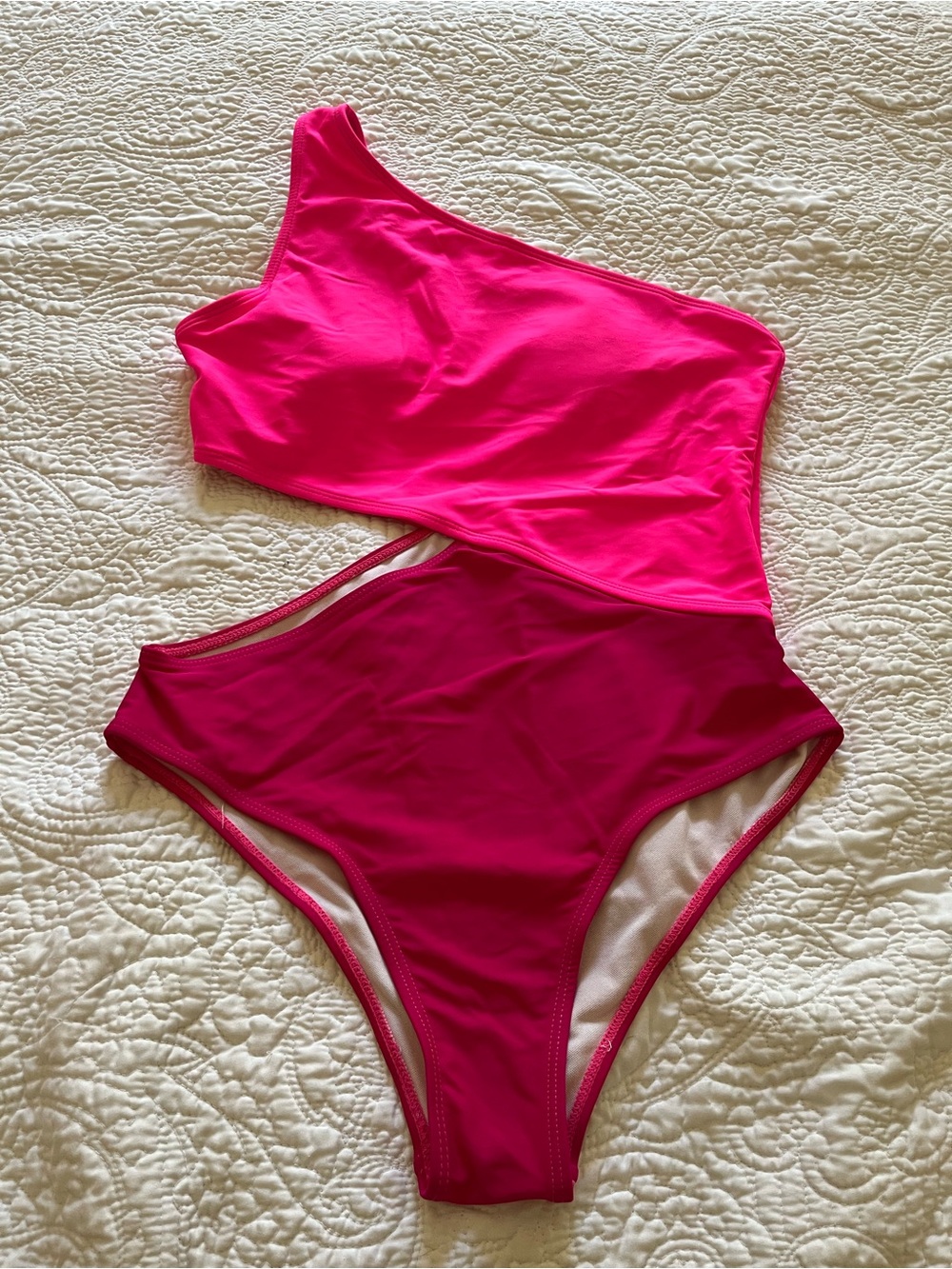 One-Piece Asymmetric Swimsuit in Bright Pink